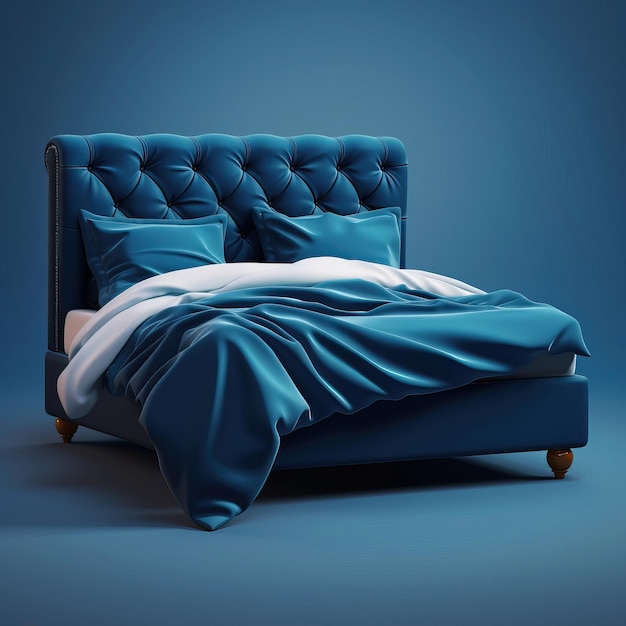 Cama de cor azul vetor plano fundo branco isolado alto