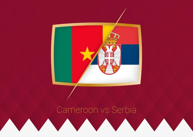 Camarões vs Sérvia ícone da fase de grupos da competição de futebol no fundo da Borgonha