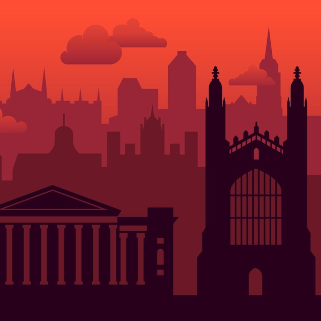 Cambridge, fundo de vista do pôr do sol da cidade famosa do Reino Unido