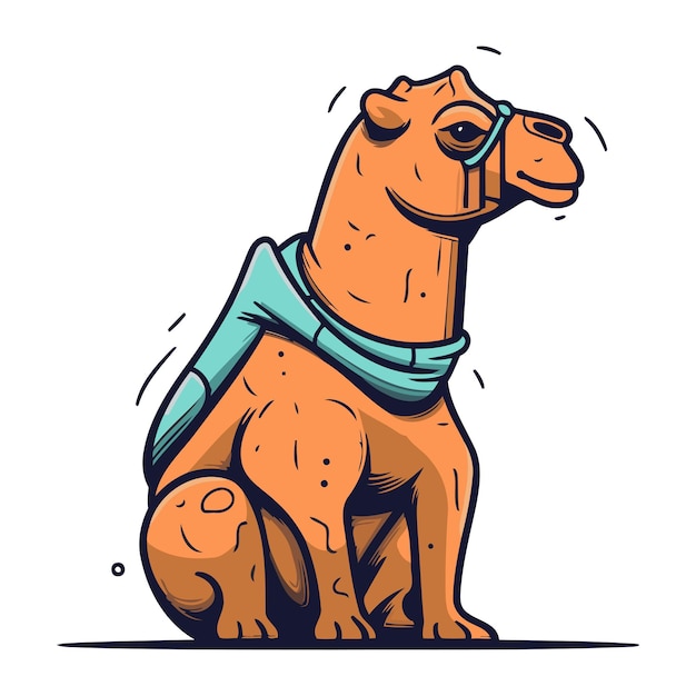 Vetor camelo com óculos e lenço ilustração vetorial de um camelo