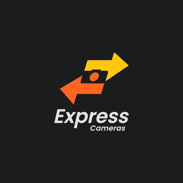 Vetor câmera com conceito de design de logotipo de seta expressa