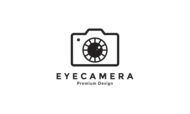 Câmera com design de ilustração de ícone de símbolo de vetor de logotipo de olhos de círculo