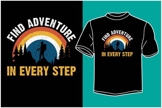 Vetor caminhando o grande design de camiseta de aventura na montanha ao ar livre