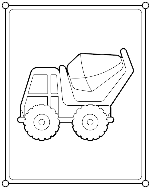 Caminhão betoneira adequado para ilustração vetorial de página para colorir infantil