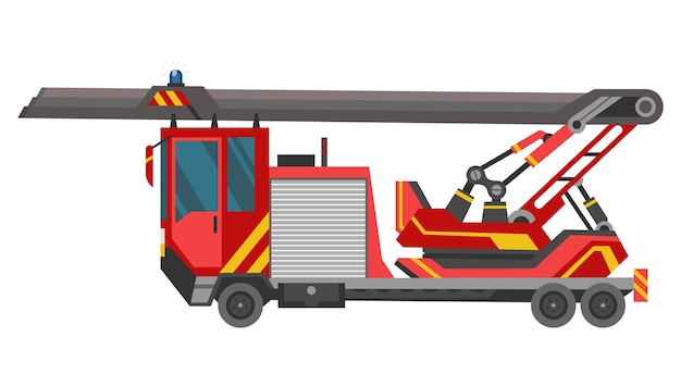 Caminhão de bombeiros carro de bombeiros modelo de veículo de incêndio de emergência transporte vermelho para combate a incêndios ou elemento de design de extinção de incêndios em estilo simples