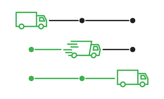 Vetor caminhão de entrega em diferentes estágios de entrega vetor eps 10