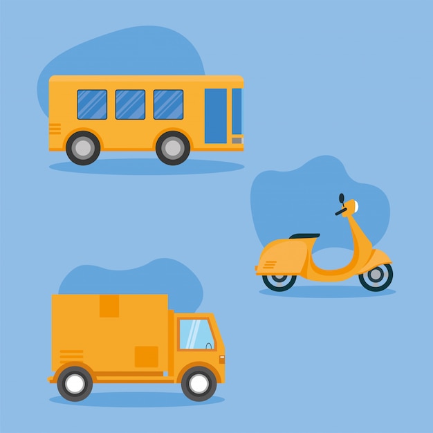 Caminhão de ônibus e veículo de motocicleta