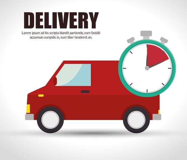 Caminhão entrega tempo vermelho van icon ilustração vetorial