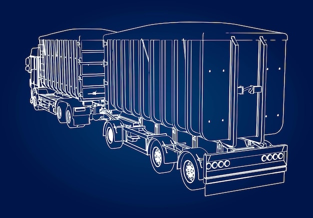 Caminhão grande com reboque separado, para transporte de materiais agrícolas e de construção a granel