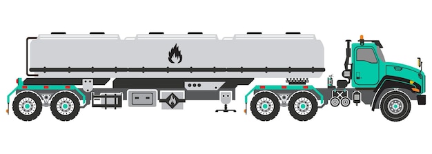 Caminhão-tanque com ilustração vetorial de long type 18 wheeler