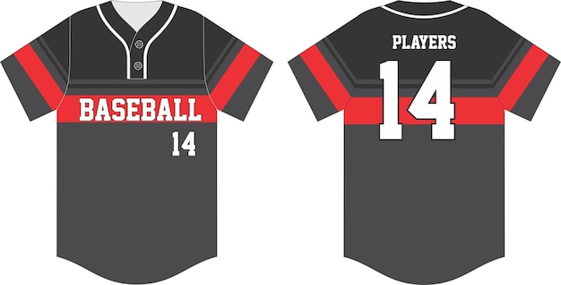 Camisa de beisebol, uniforme esportivo, modelo. maquete de camiseta de beisebol. vista frontal e traseira