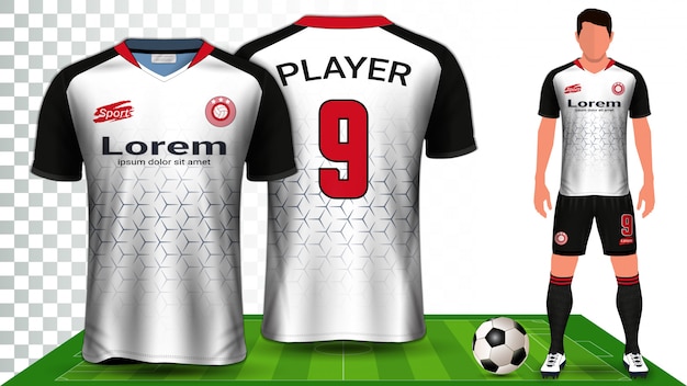 Vetor camisa de futebol, camisa esportiva ou futebol uniforme kit apresentação.