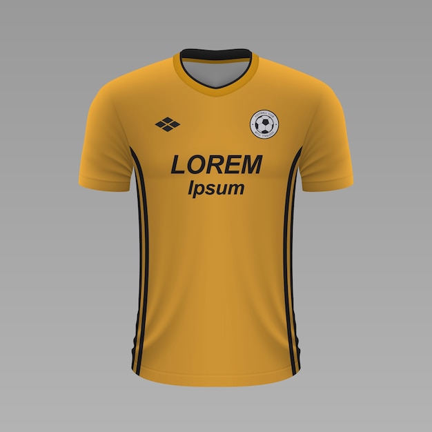 Camisa de futebol realista wolverhampton, modelo de camisa para o kit de futebol.