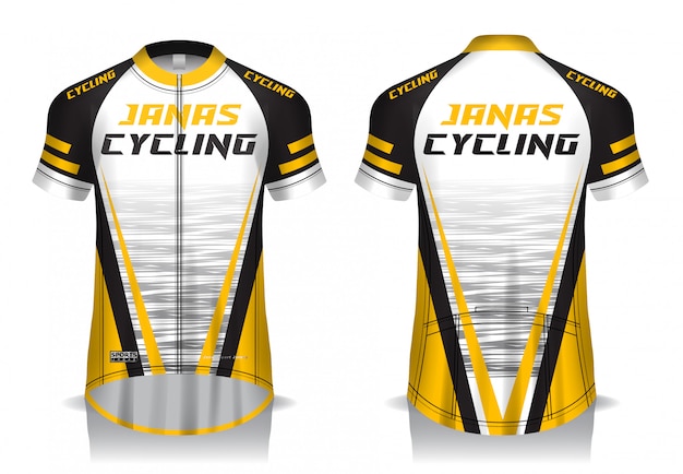 Vetor camisa de malha de ciclismo, uniforme, camiseta frontal e traseira