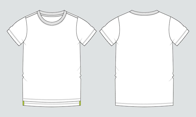 Camisa de manga curta T desenho técnico de moda plana modelo de ilustração vetorial para meninos