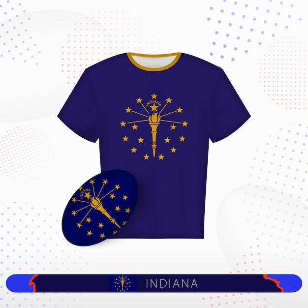 Vetor camisa de rugby de indiana com bola de rugby de indiana em fundo esportivo abstrato