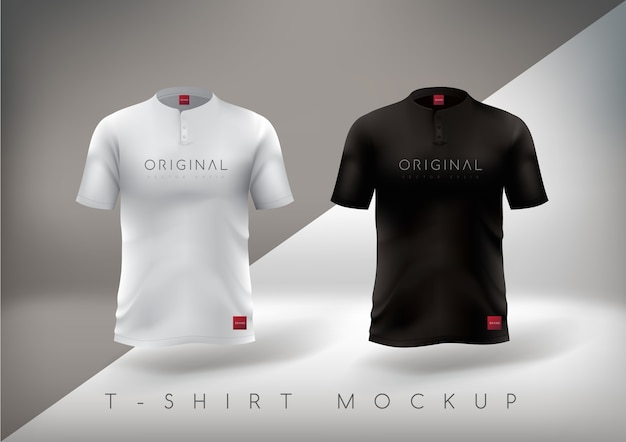 Camisa desportiva branca e preta mock up realista. Camisa desportiva justa.