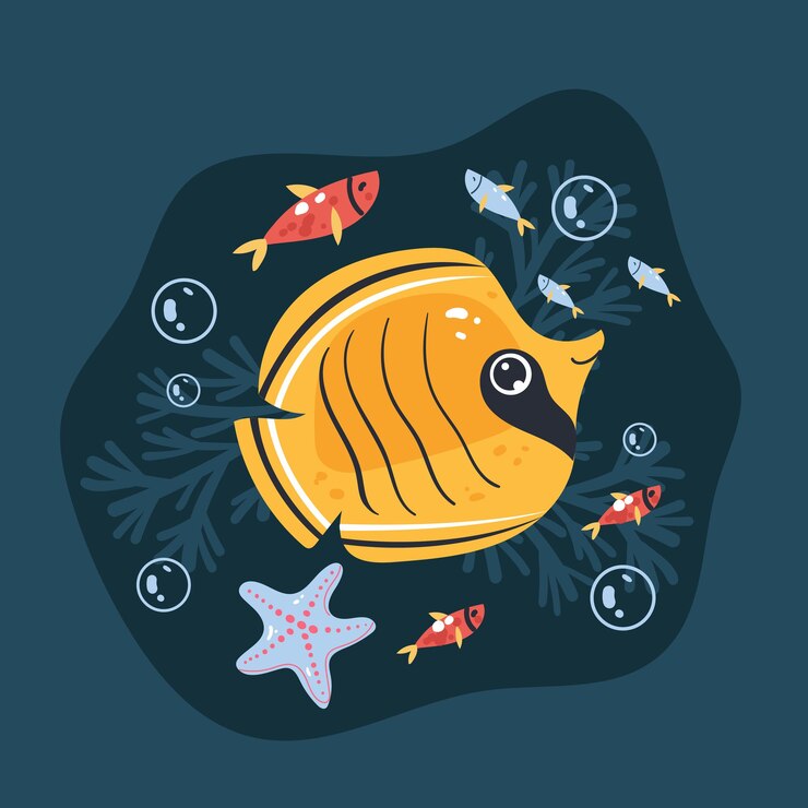 Vetor camisa fofa emblema arte animal subaquático oceano recife conceito de vida marinha