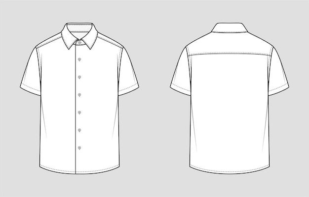 Camisa masculina de manga curta. ajuste relaxado. ilustração vetorial. desenho técnico plano. modelo de maquete.