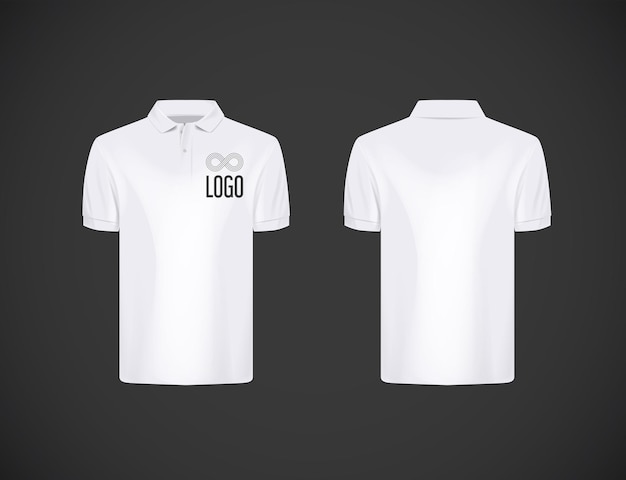 Vetor camisa polo masculina slimfitting de manga curta com logotipo para publicidade modelo de design de maquete isolada de camisa polo branca para branding