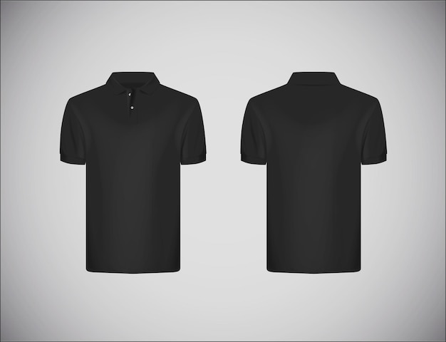 Vetor camisa polo masculina slimfitting de manga curta modelo de design de maquete de camisa polo preta para branding