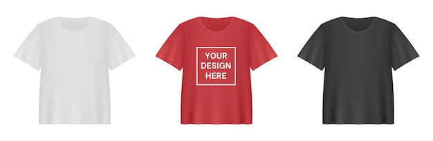 Camisas brancas e pretas Modelo 3D realista de camiseta Espaço vazio para o seu design Impressão de loja