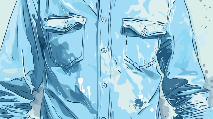 Vetor camiseta azul claro elegante com mancha close-up ilustração vetorial de desenho animado