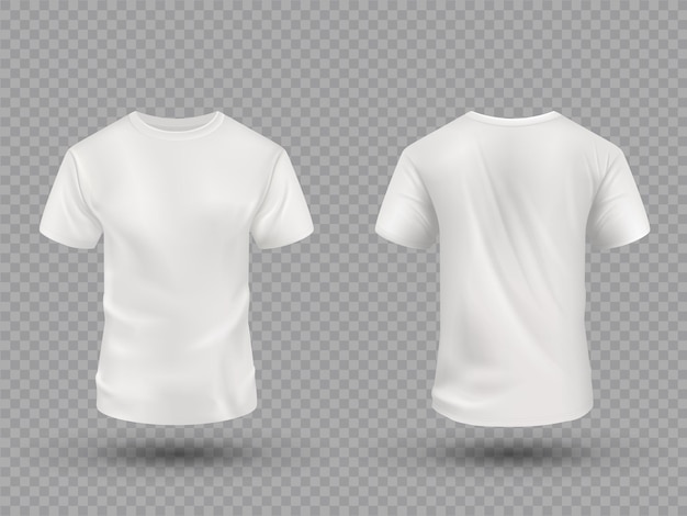 Vetor camiseta branca realista em fundo transparente maquete vetorial modelo de camisa em branco do esporte vista frontal e traseira homens roupas para roupas de moda uniforme realista para impressão têxtil de publicidade