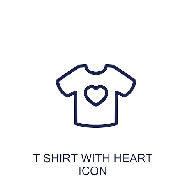 camiseta com ícone de coração com fundo branco