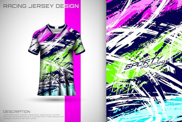 Camiseta de design de camisa esportiva texturizada abstrata roxa para jogo de corrida de futebol de ciclismo de motocross