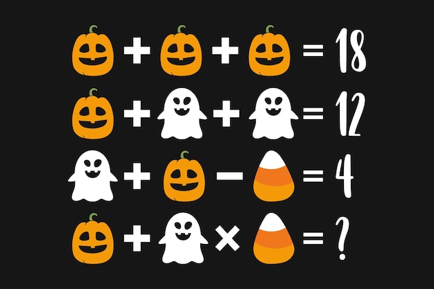 Camiseta de teste de matemática com abóbora de halloween