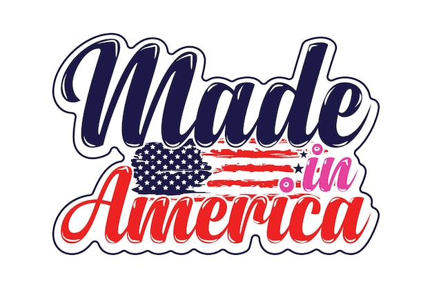 Vetor camiseta de tipografia feita na américa
