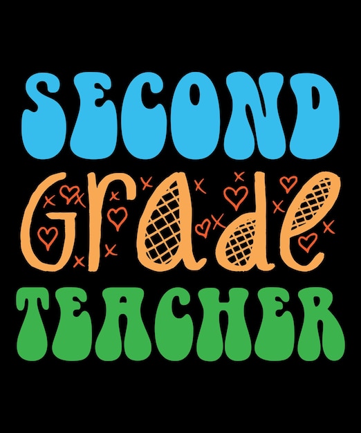 Camiseta de tipografia vintage para professores da 2ª série de volta às aulas