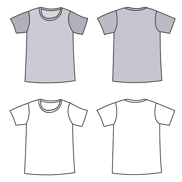 Vetor camiseta e esboço isolados