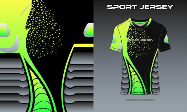 Vetor camiseta esporte verde gradação cinza para jogos de corrida futebol