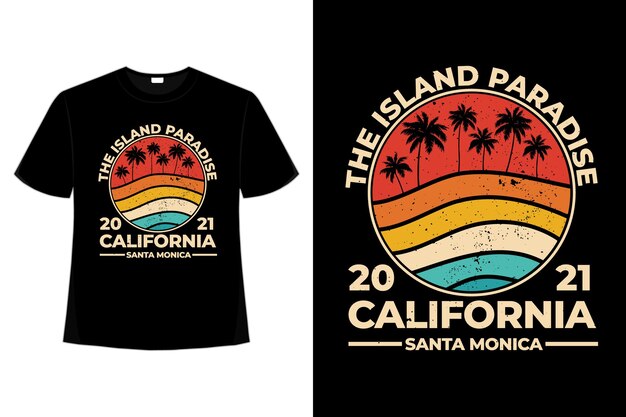 Camiseta estilo retro california beach island paraíso