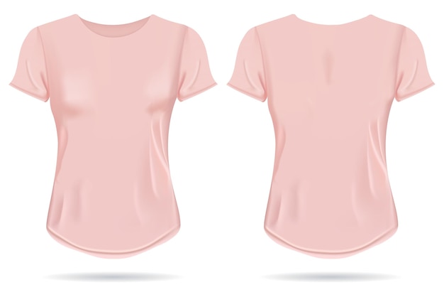 Vetor camiseta feminina isolada realista rosa