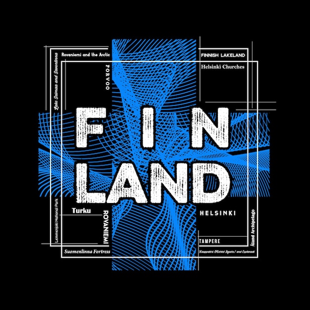 Camiseta finlândia e design gráfico de pôster em estilo abstrato. ilustração vetorial