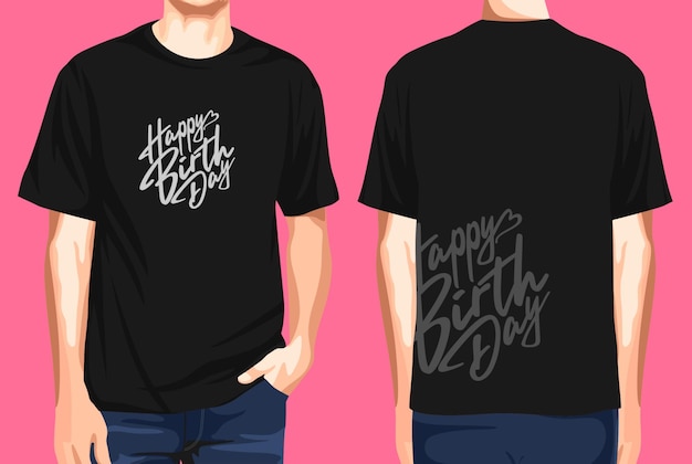 Camiseta frente e verso feliz aniversário