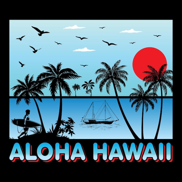 Camiseta gráfica de vetor de sublimação svg de verão aloha hawaii.