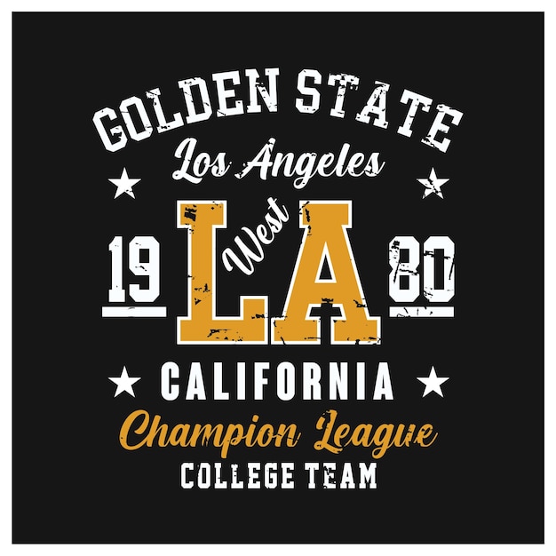 Camiseta los angeles califórnia golden state tipografia design