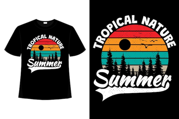 Camiseta natureza tropical verão pinheiro estilo retro vintage