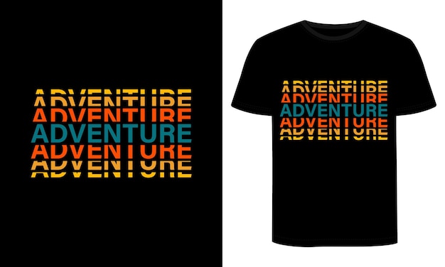 Vetor camiseta preta com a palavra aventura