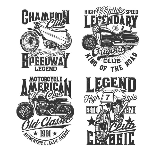 Vetor camiseta speedway club imprime esporte de moto