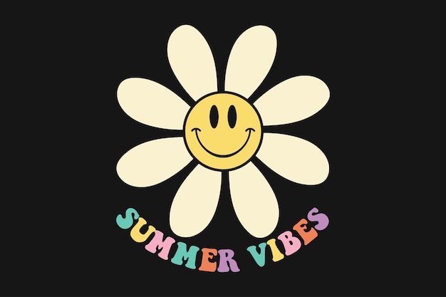 Camiseta summer vibes retro smile flower