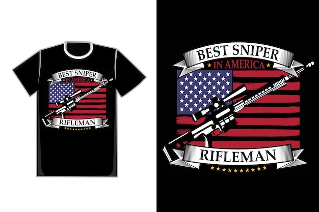 Camiseta tipografia atirador bandeira americano rifleman estilo vintage