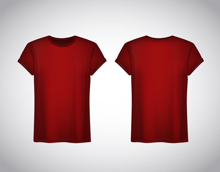 Vetor camiseta vermelha para homens modelo realista de camiseta de manga curta em fundo