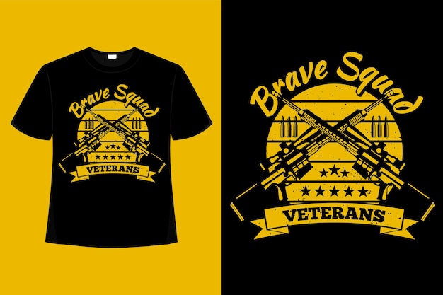 Camiseta veteranos atirador bravo esquadrão tipografia ilustração vintage