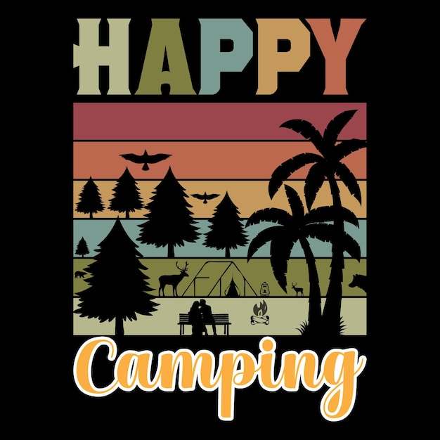 Camisetas de acampamento felizes