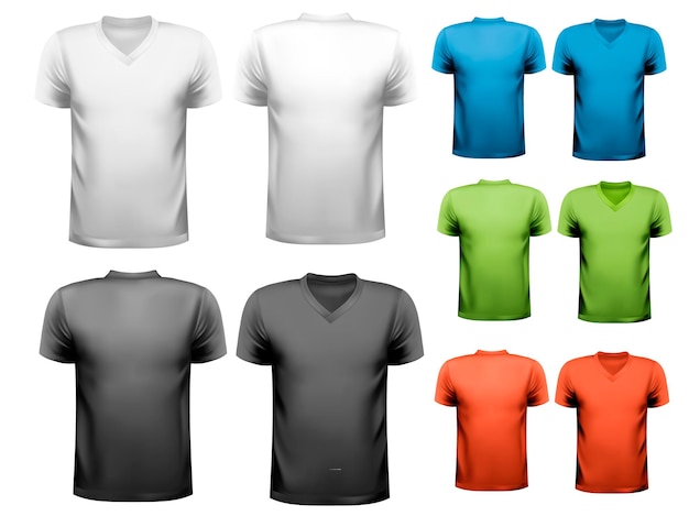 Vetor camisetas masculinas coloridas. modelo de design.